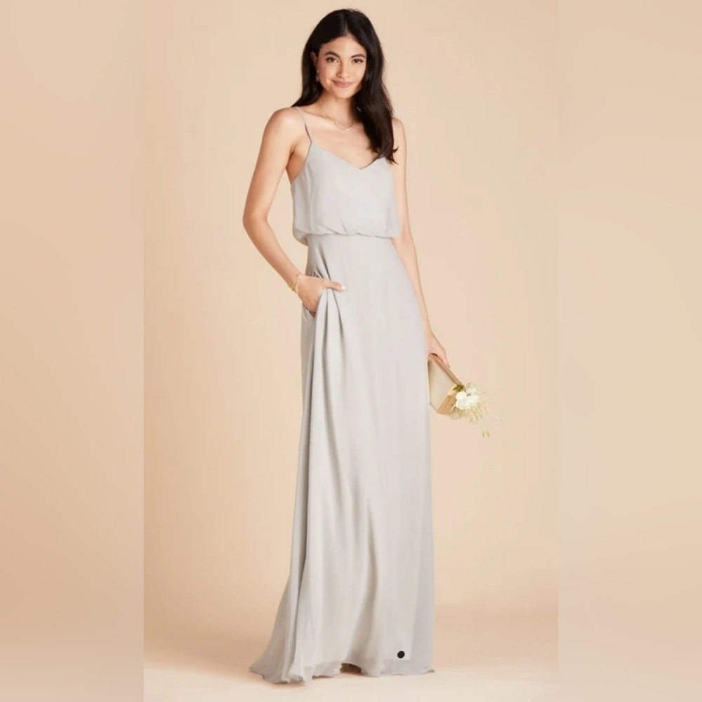 BIRDY GRAY I Gwennie Dress Chiffon Dove Gray No Slit Sz. M
